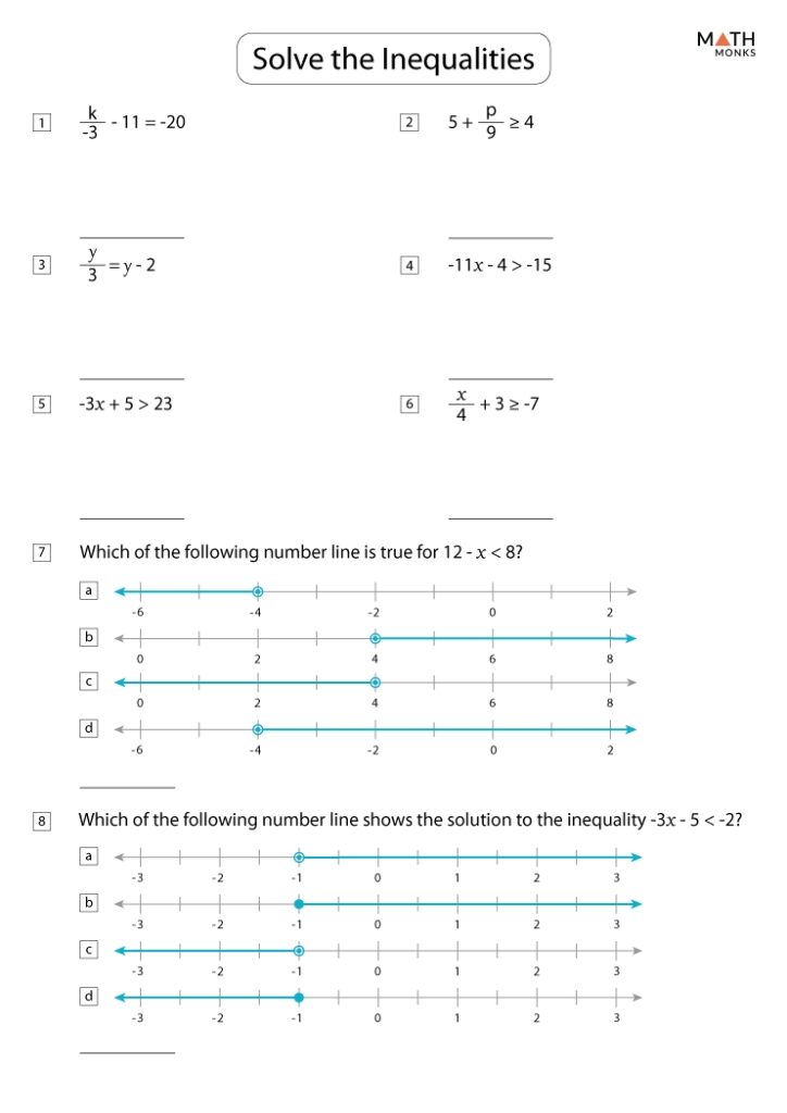 Two Step Inequalities Worksheets With Answer Key Worksheets Library