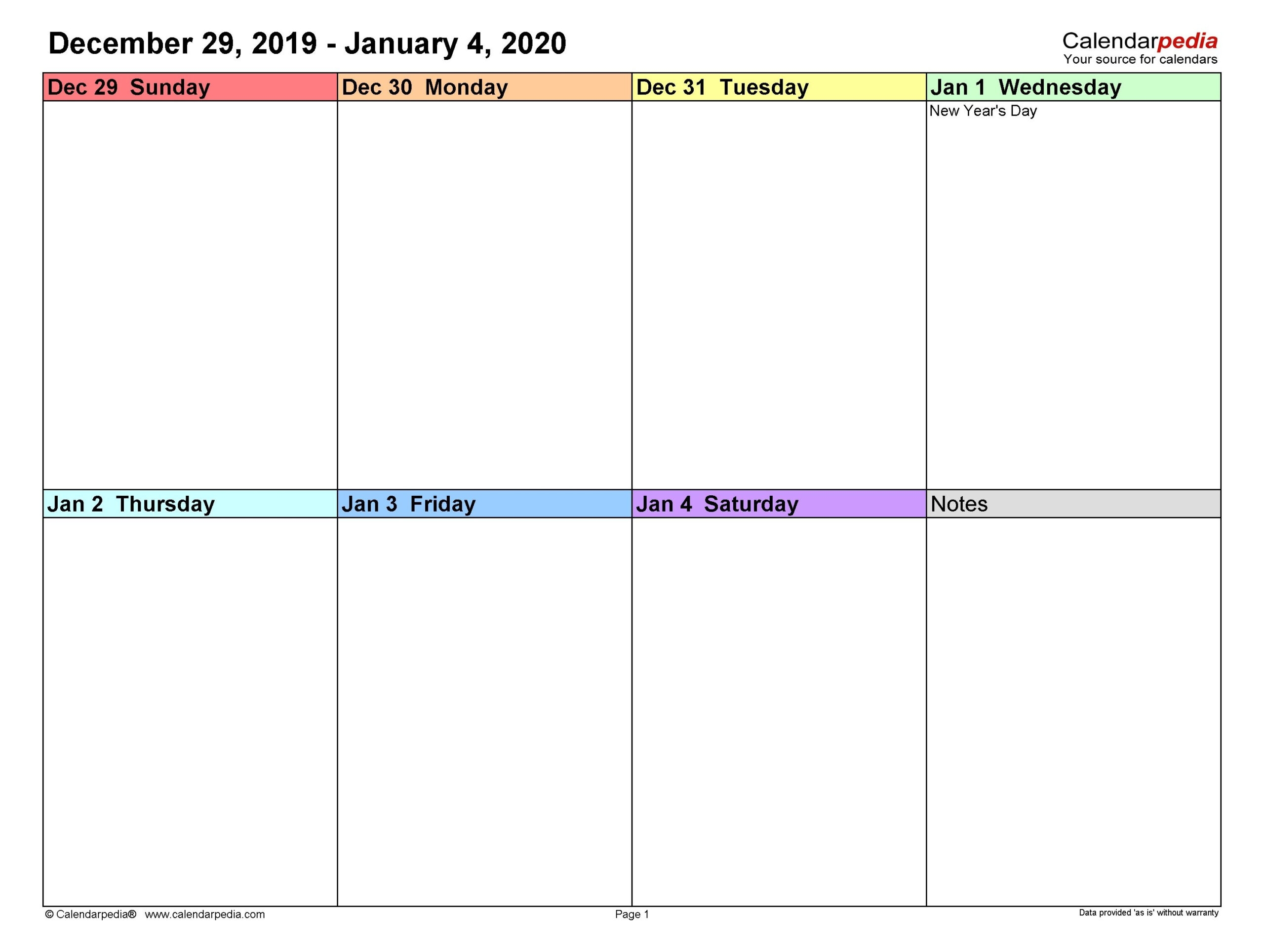 Two Week Calendar Printable