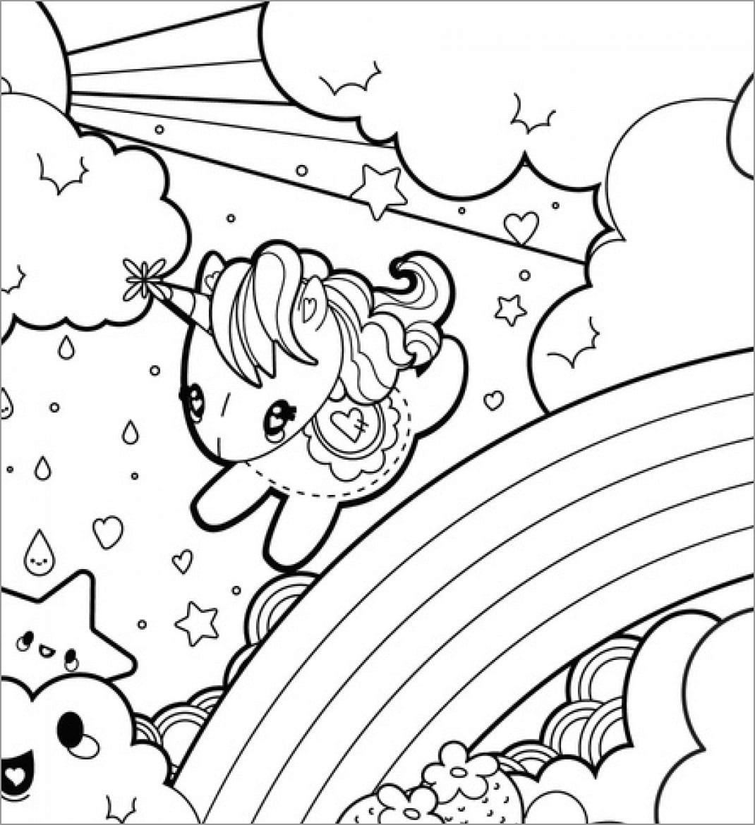 Unicorn Birthday Cake Coloring Page ColoringBay