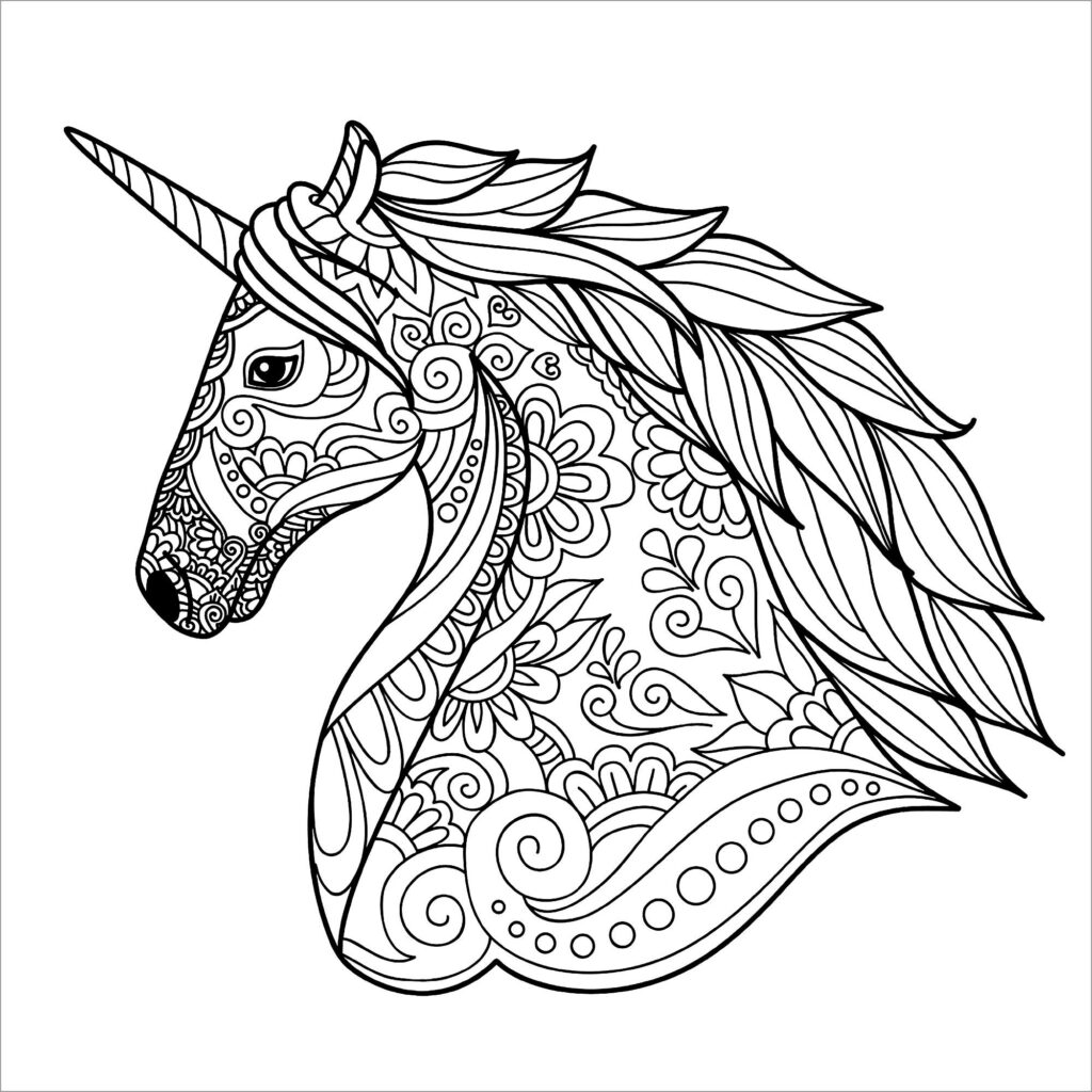 Unicorn Head Mandala Coloring Pages ColoringBay