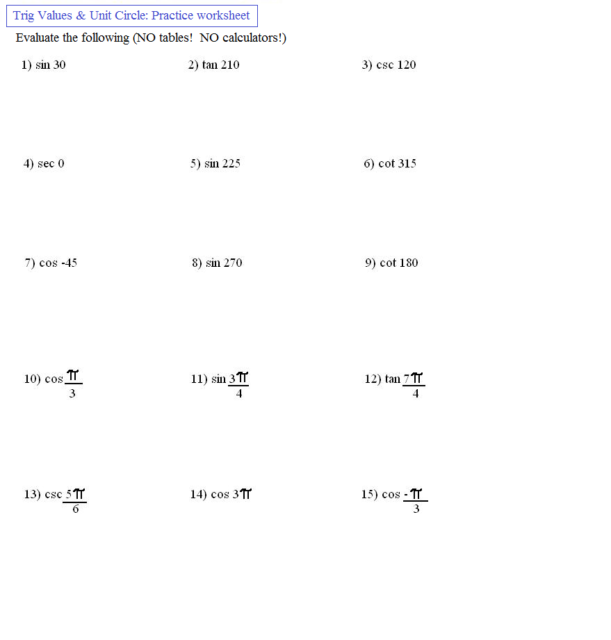 Unit Circle Worksheet Math Monks Worksheets Library