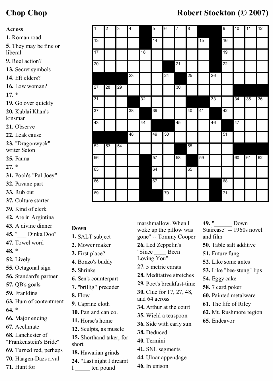 universal crossword puzzle printable
