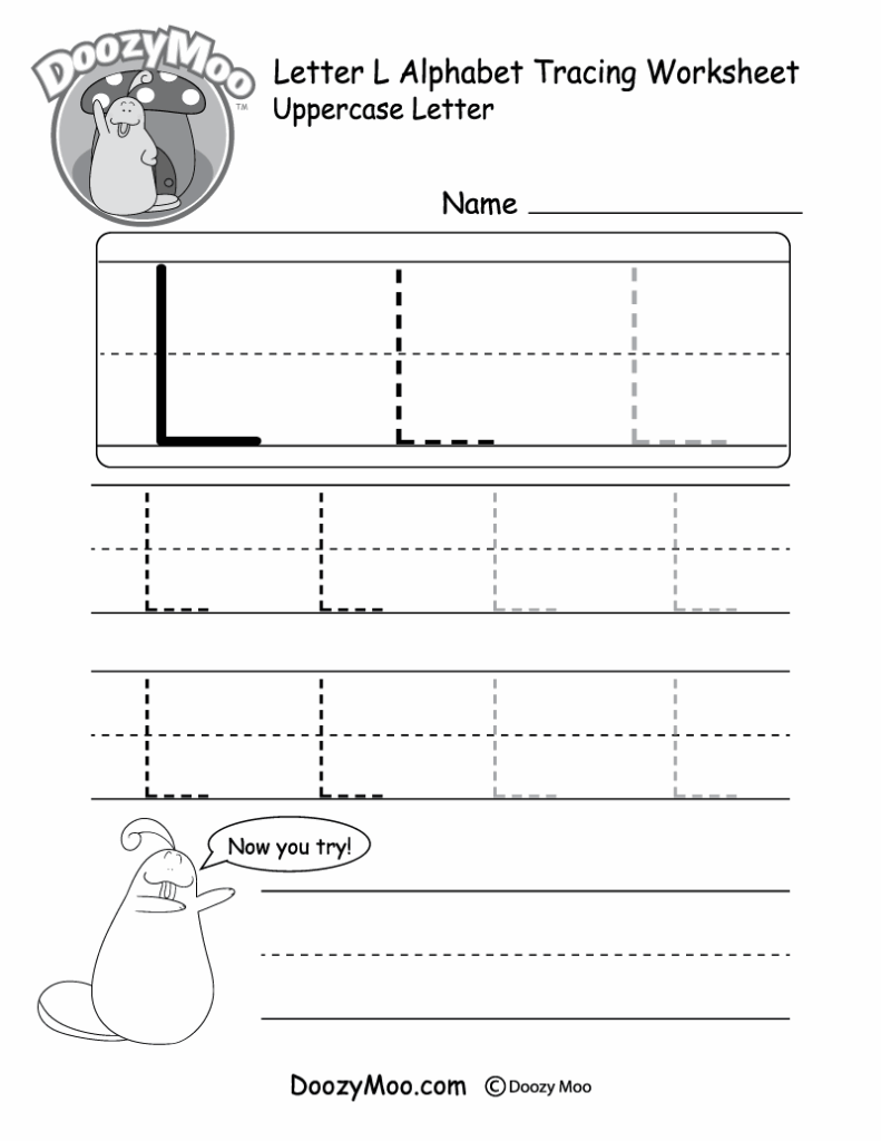 Uppercase Letter L Tracing Worksheet Doozy Moo