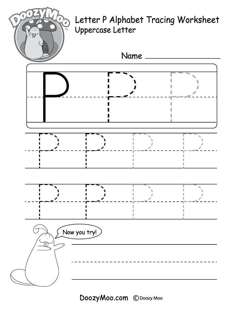 Uppercase Letter P Tracing Worksheet Doozy Moo