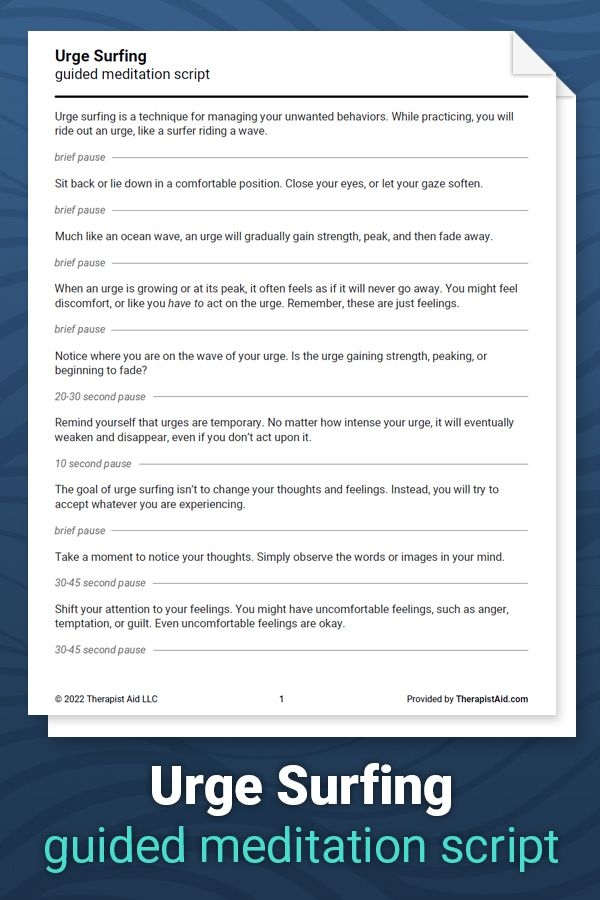 Urge Surfing Script Worksheet Therapist Aid Dialectical Behavior