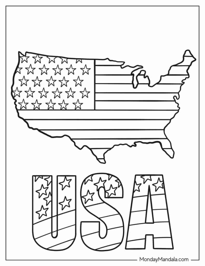 Usa Flag Coloring Coloring Pages