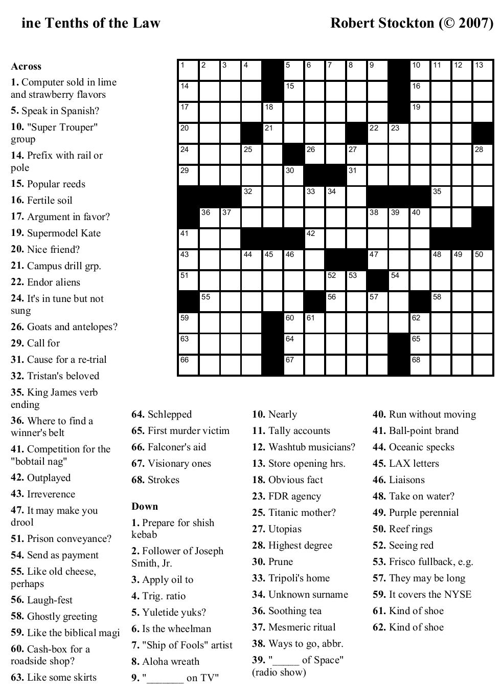 usa today printable crossword puzzles