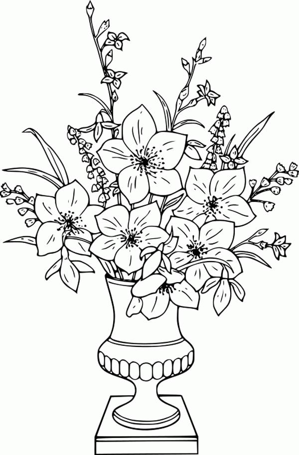 Vase And Flowers Coloring Page Coloring Home