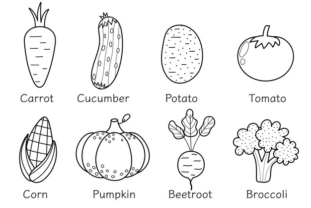 Vegetables Coloring Pages With Names Coloring Book 