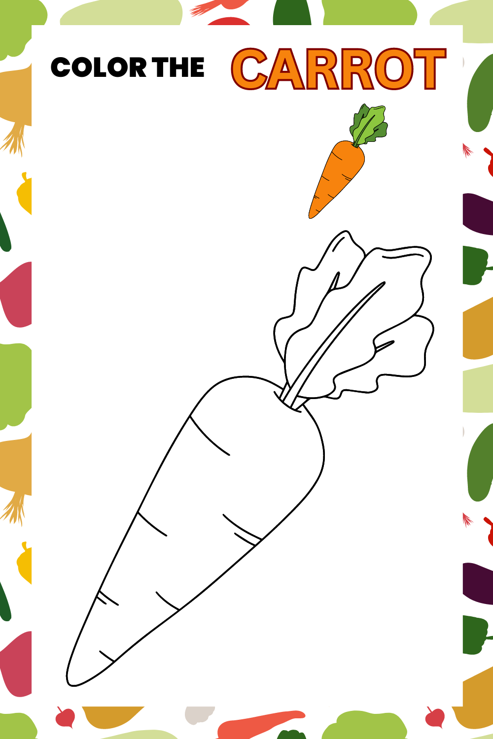 Vegetables Coloring Worksheets For Kids