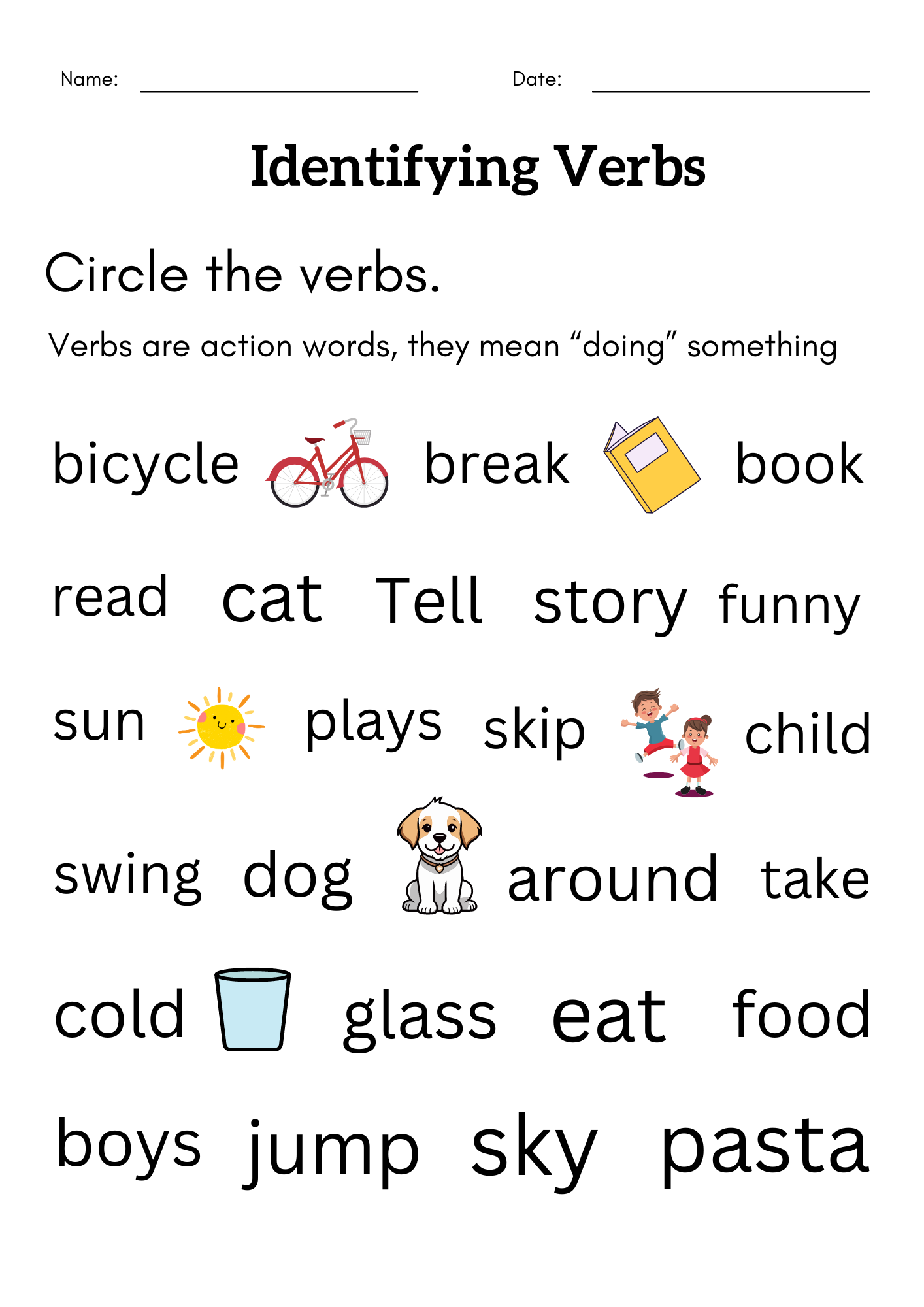 Verb Worksheets Free Printables Worksheets Library