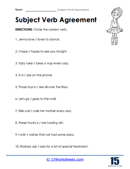 subject verb agreement worksheets
