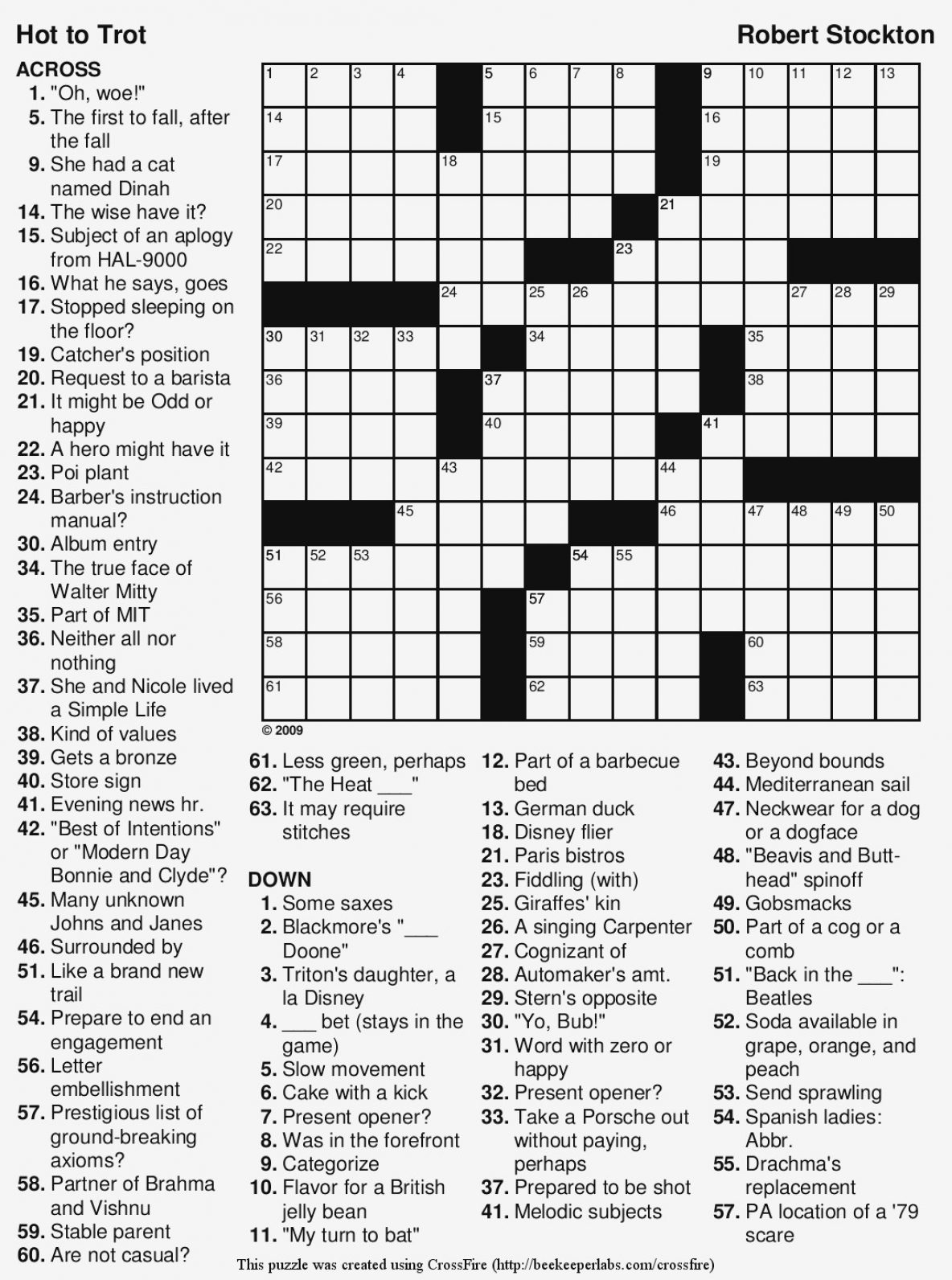 large printable crossword puzzles