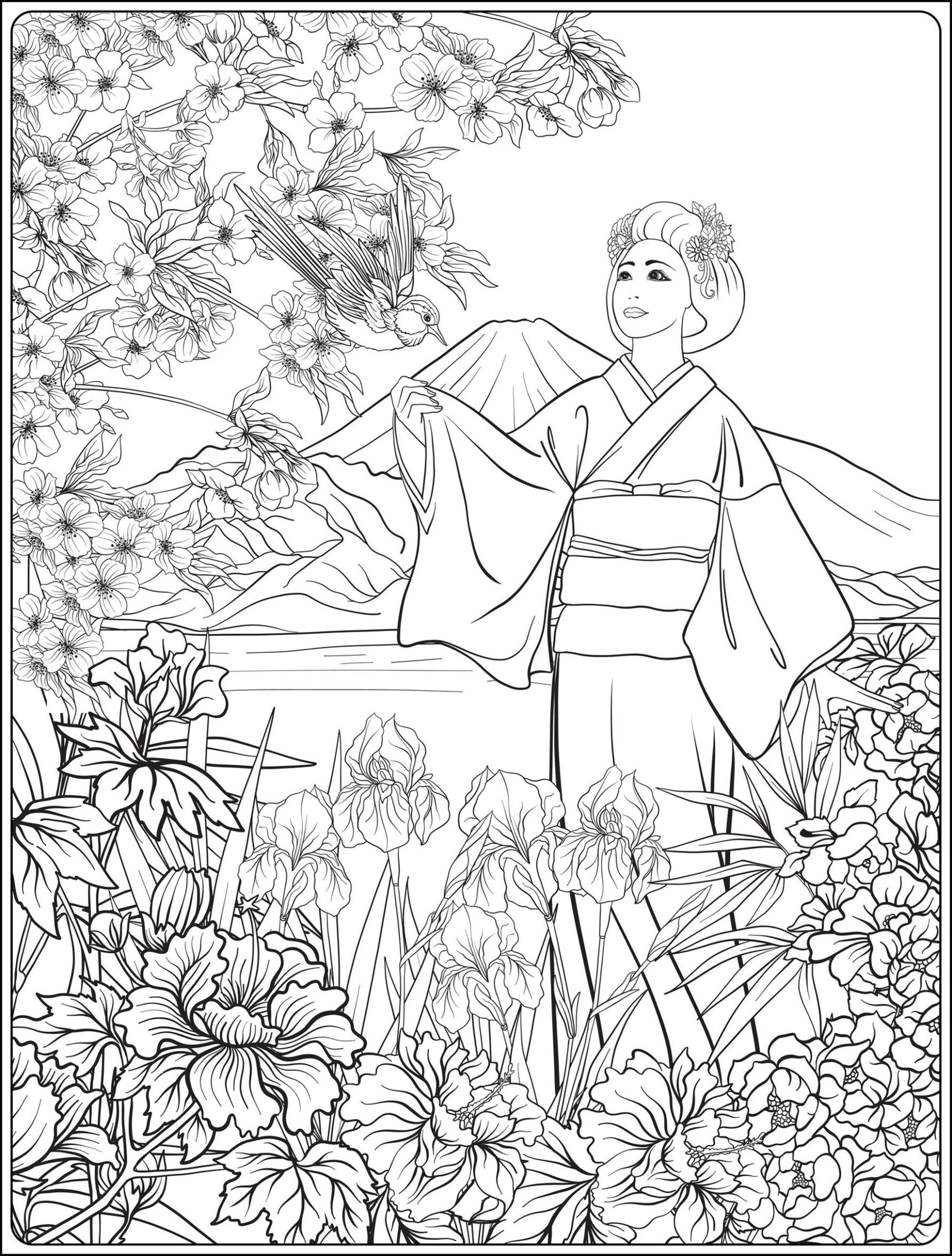 Vintage Japanese Coloring Pages Printable