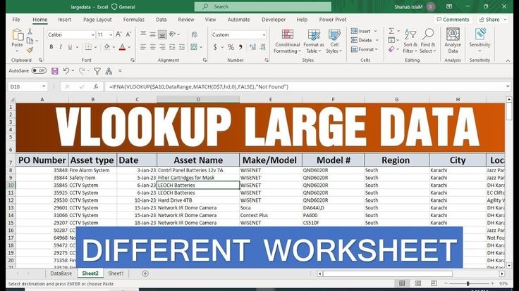 Vlookup Large Data In Excel Formula With Different Worksheet