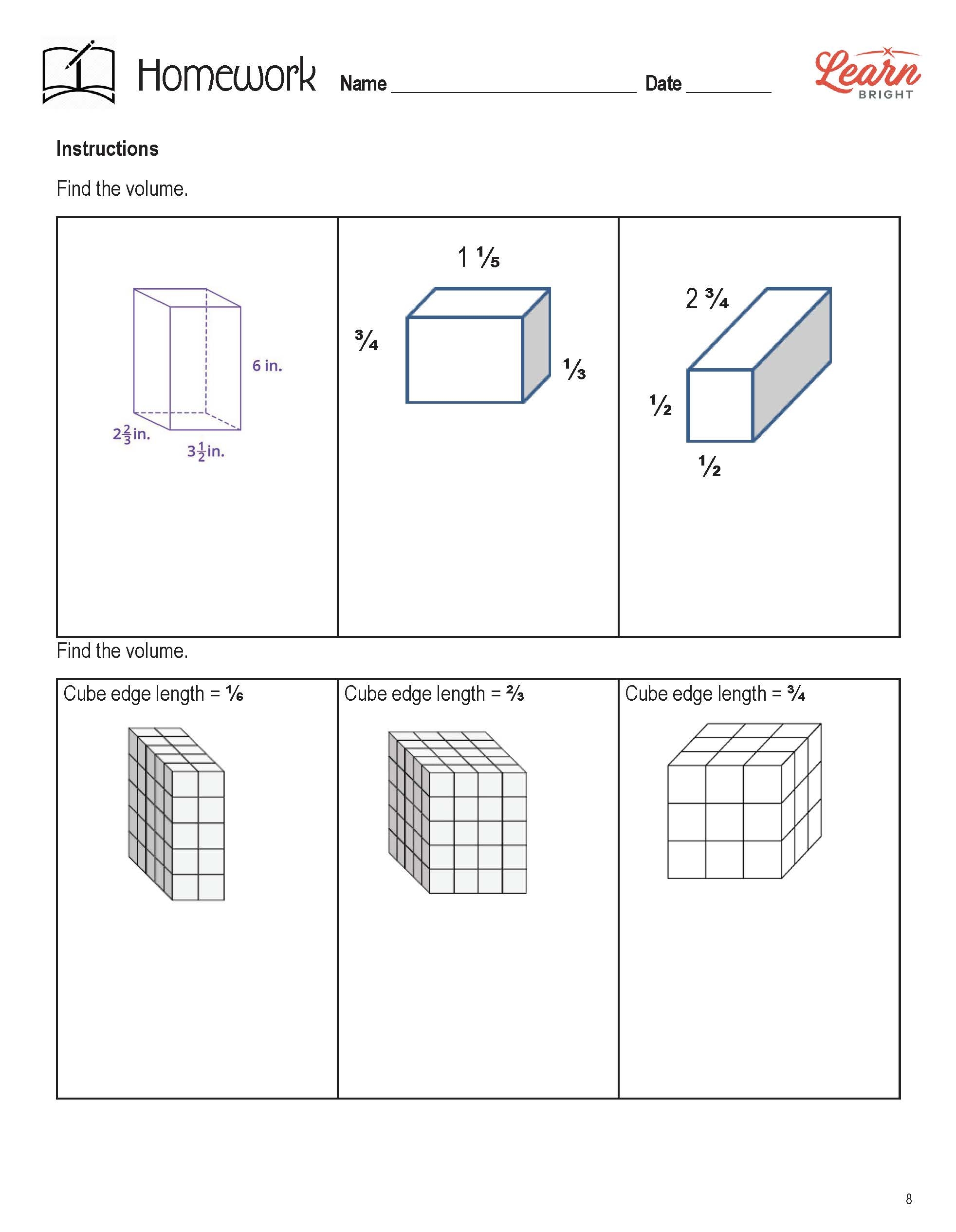 volume of rectangular prism worksheet