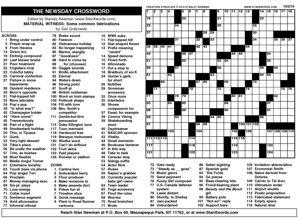 washington post crossword puzzle printable
