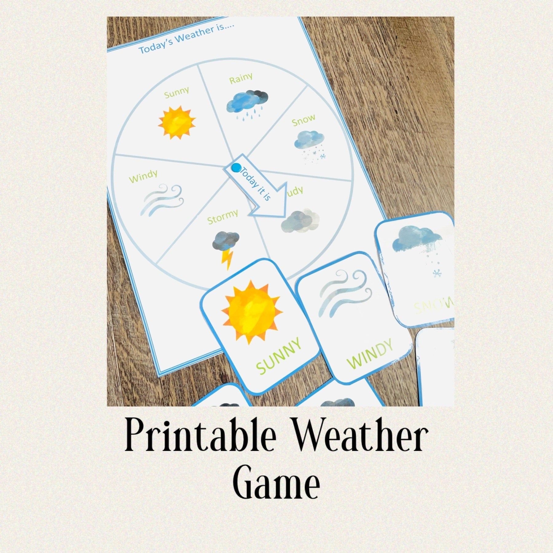 Weather Game Printable Weather Wheel And Flashcards Preschool Weather 