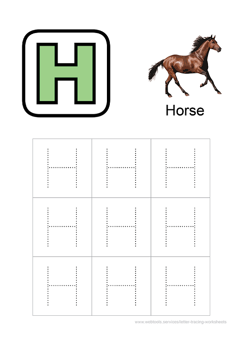 Webtools Letter 39 H 39 Tracing Worksheet