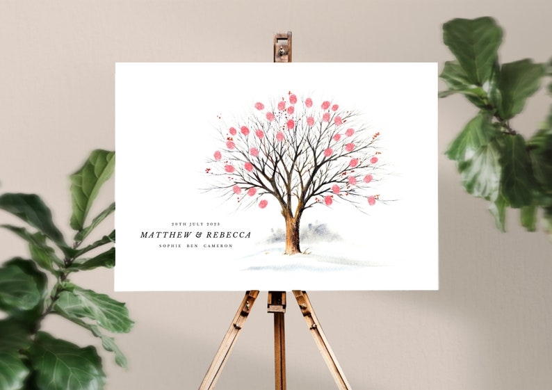 Wedding Finger Print Tree Thumb Print Guestbook Alternative Etsy