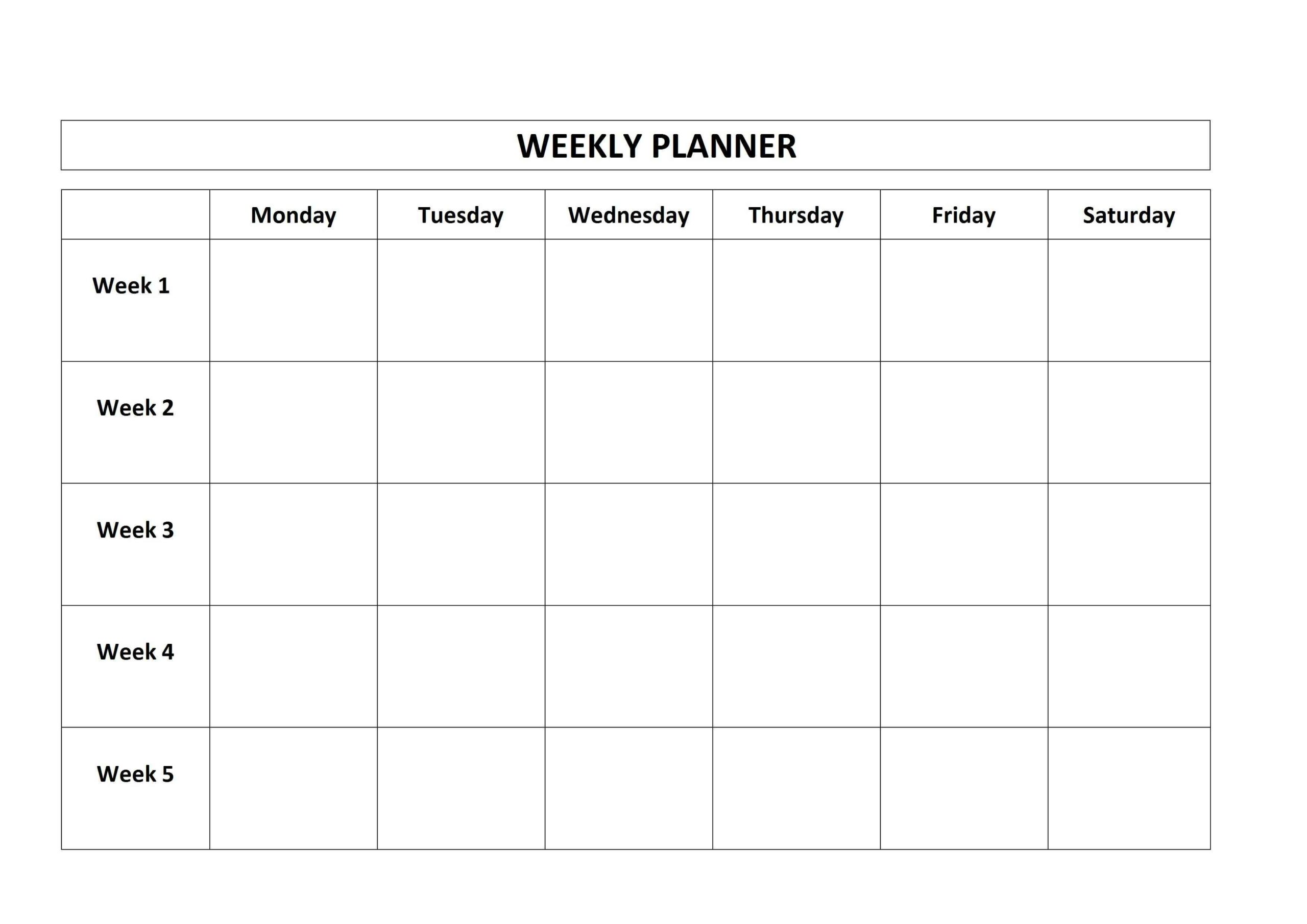Weekly Schedule Template Printable Monday Friday Printable Templates