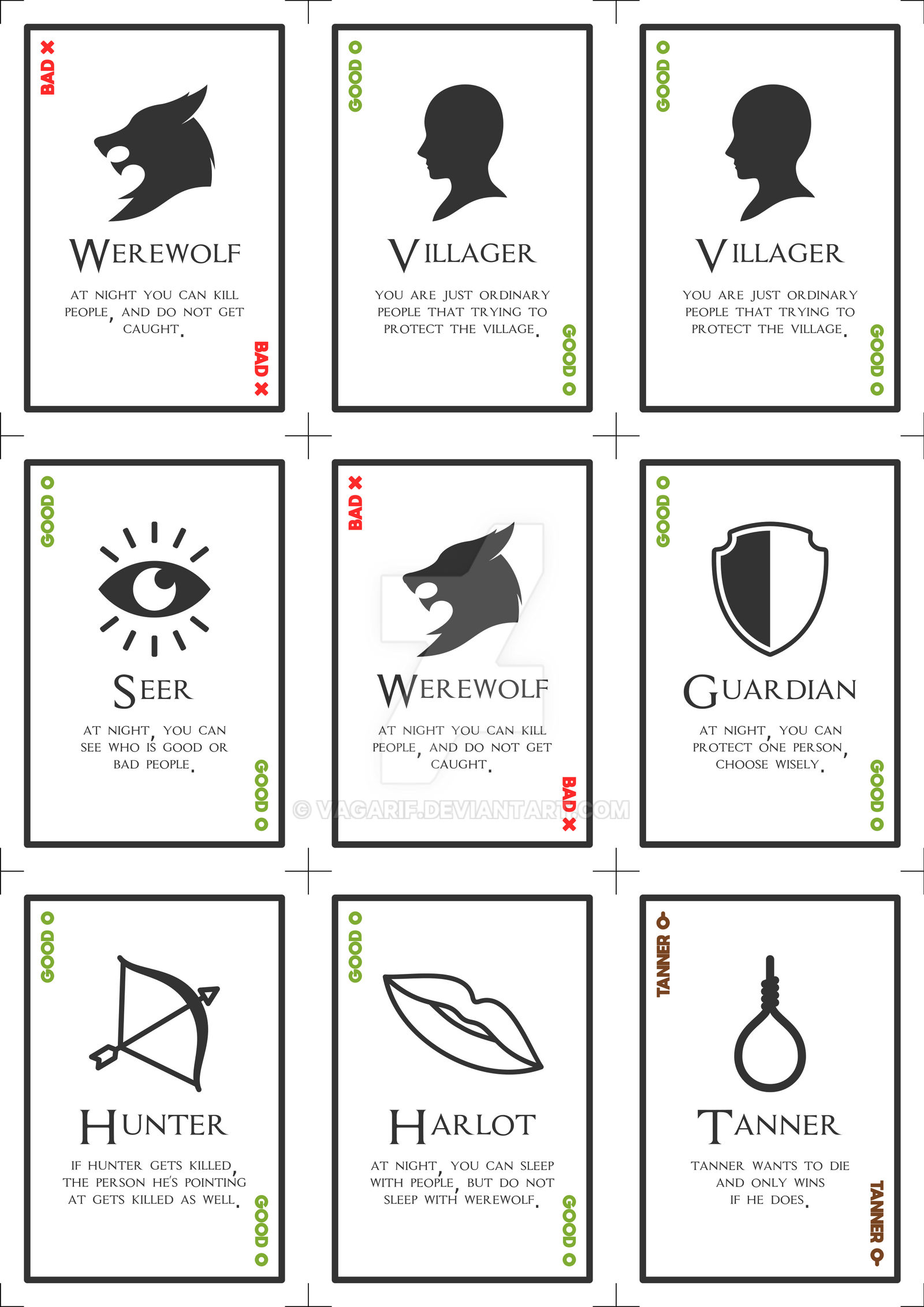 Werewolf Game Card Design By Vagarif On DeviantArt Werewolf Card Game