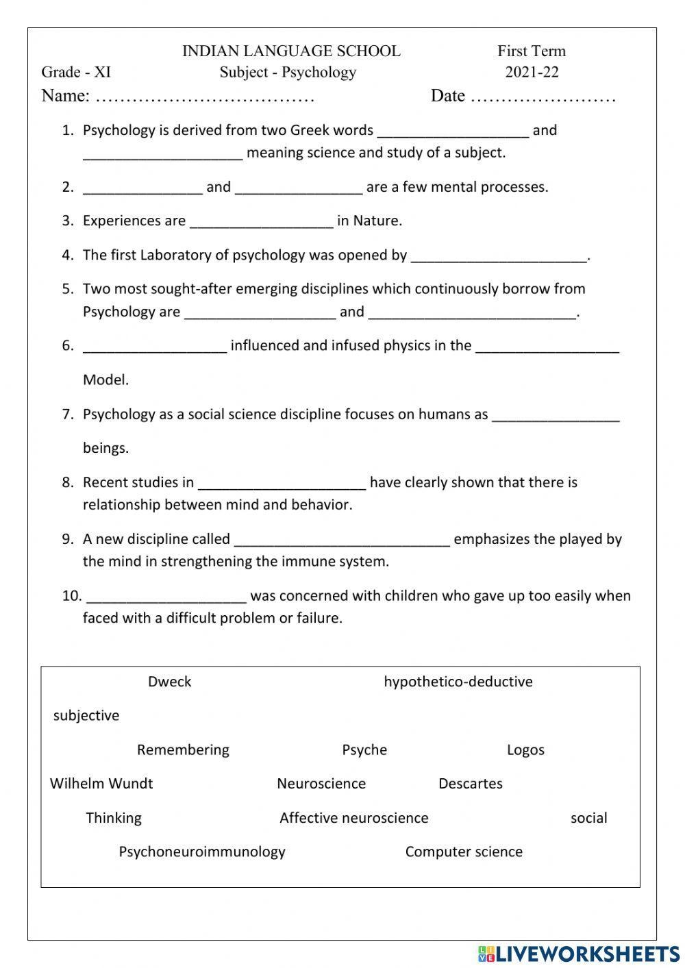 stimulants worksheet high school psychology