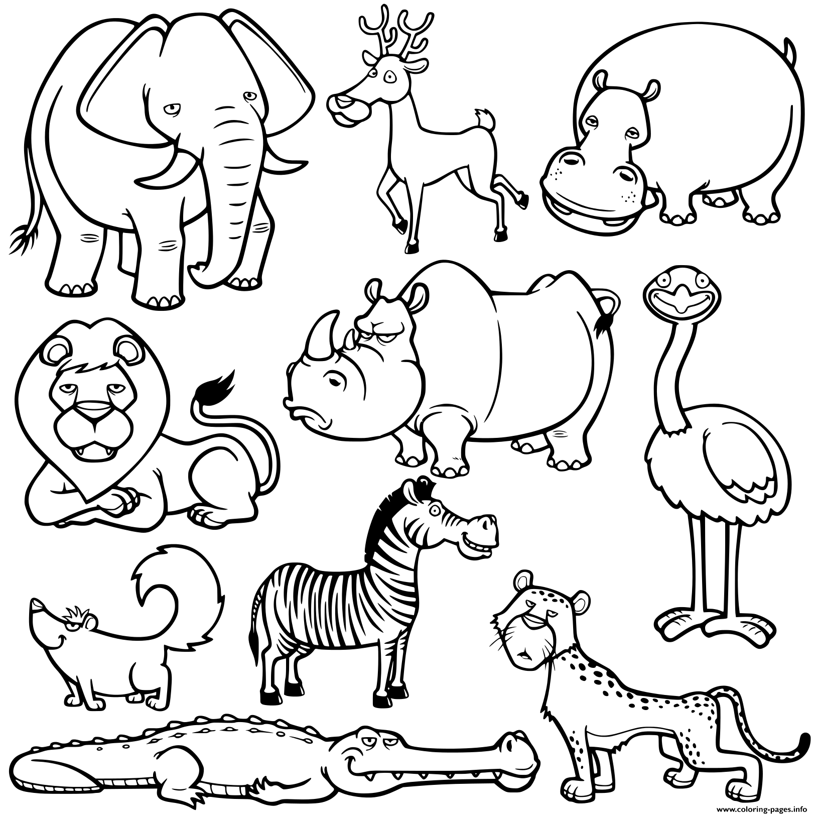 Wild Animals Coloring Page Printable