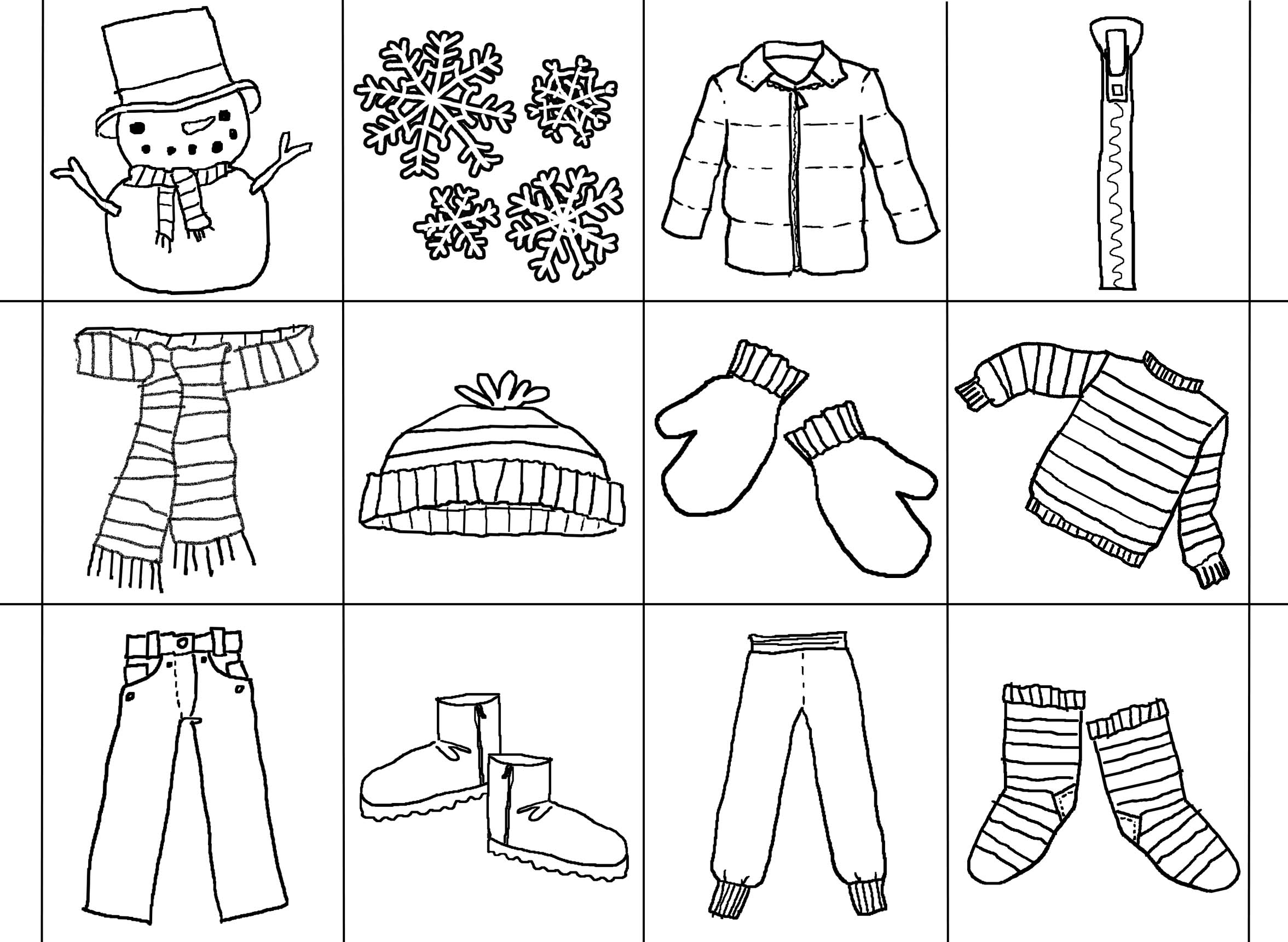 Winter Clothes Printable Printable Word Searches