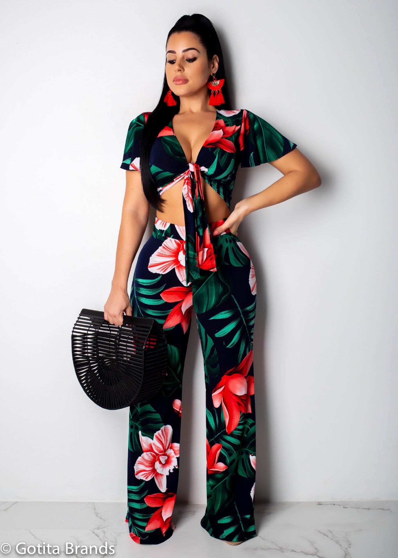 Women 39 s Fashion Two Piece Pants Sets Chic Casual Outfit Floral 
