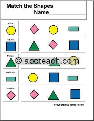 Worksheet Match The Shapes pre k Abcteach Worksheets Library