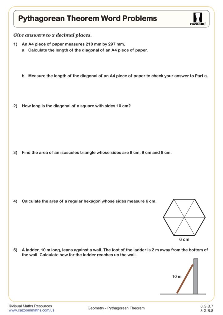 Worksheet Pythagorean Theorem Word Problems Worksheets Library