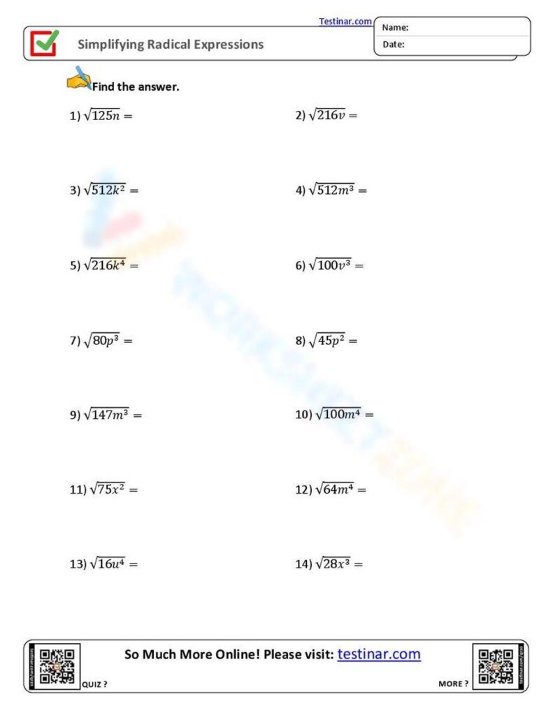 Worksheet Simplifying Square Root Problems By Susan Hair Worksheets