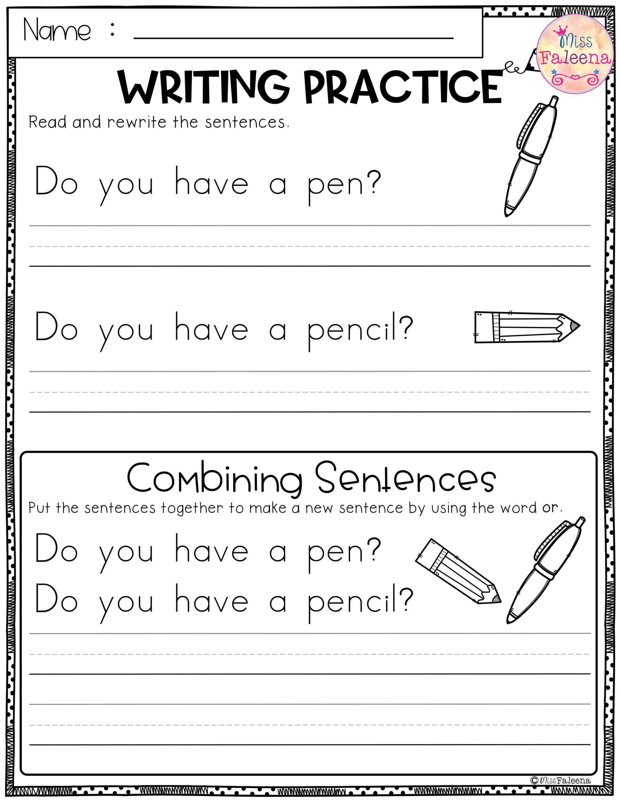 first grade writing worksheets