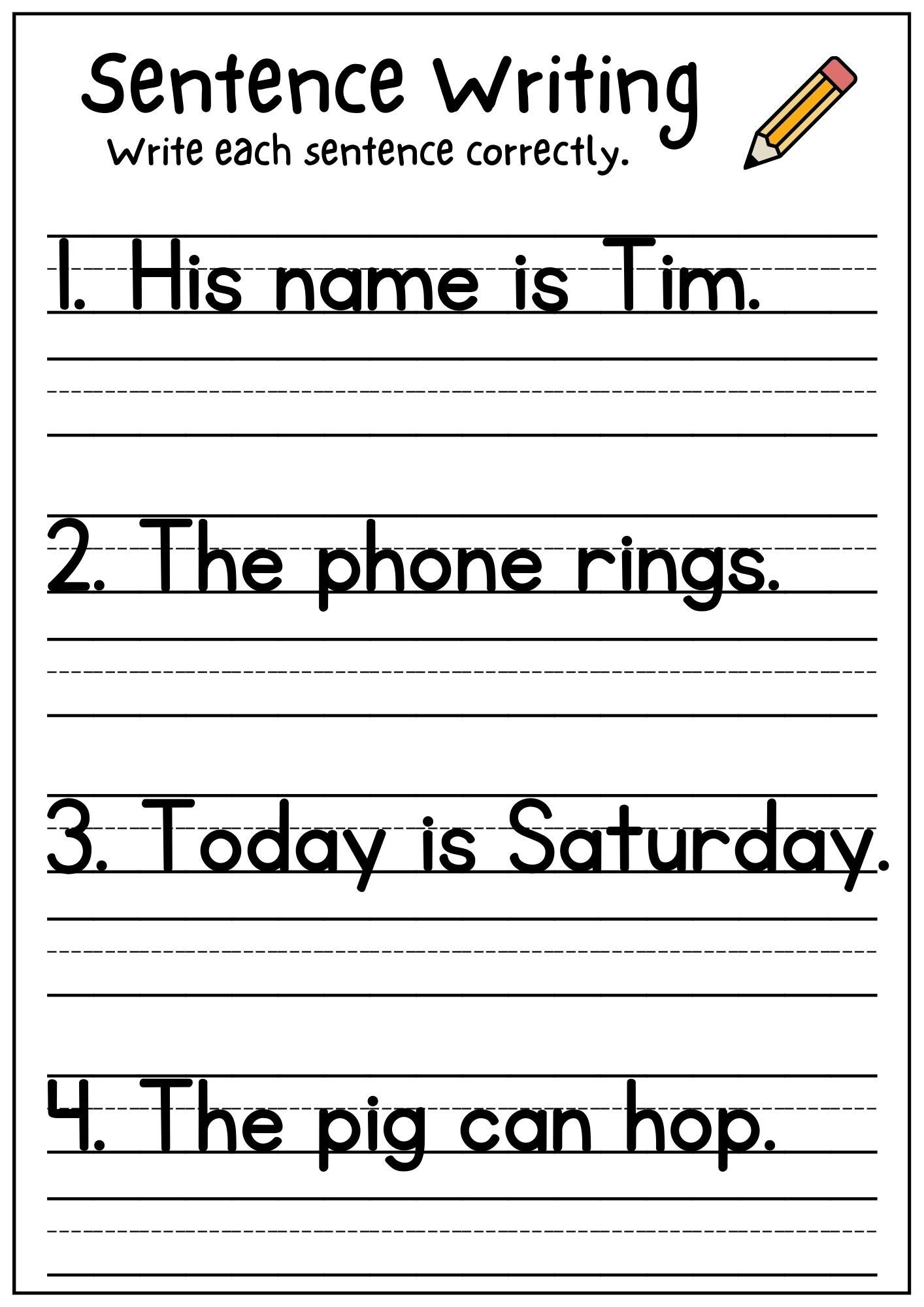 Writing Sentences Worksheets Worksheets Library