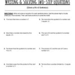 Writing Two Step Equations Word Problems TPT Worksheets Library