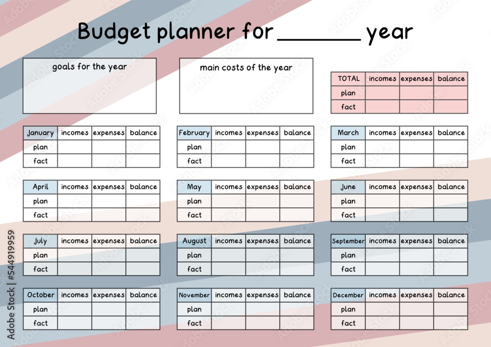 Year Budget Planner Template Page Monthly Financial Plan Of 