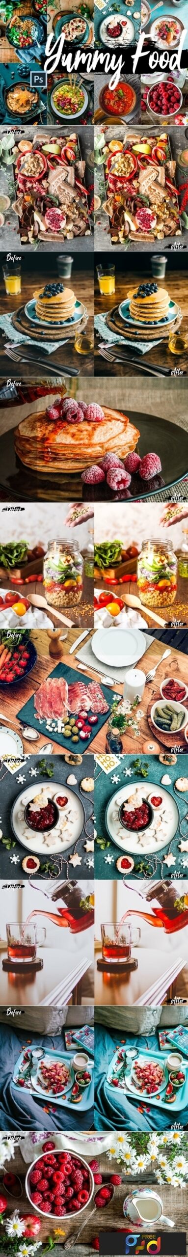 Yummy Food Theme Color Grading Photoshop Actions FreePSDvn