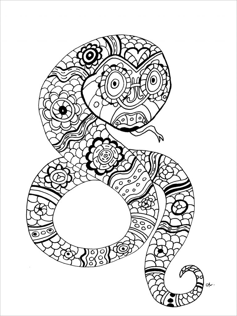 Zentangle Snake Coloring Page ColoringBay