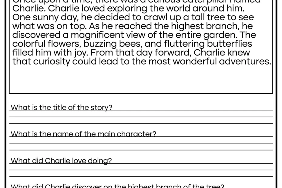 5 Printable Reading Comprehension English Worksheets ages 4 7 KG1 To Grade 2 Etsy