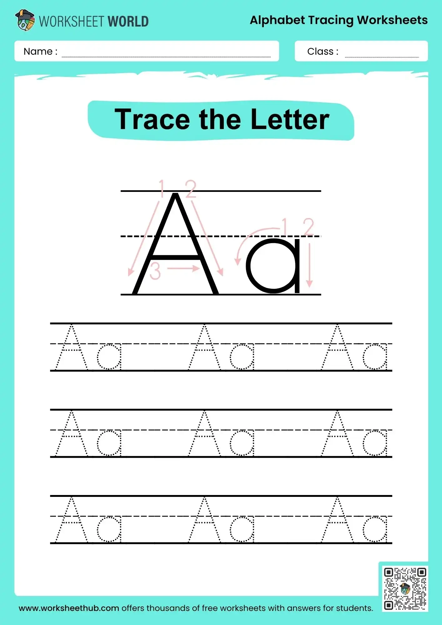 A Alphabet Letter Tracing Worksheets Worksheet World A Alphabet Letter Tracing Worksheets Worksheet World