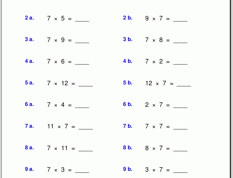 Free Math Worksheets