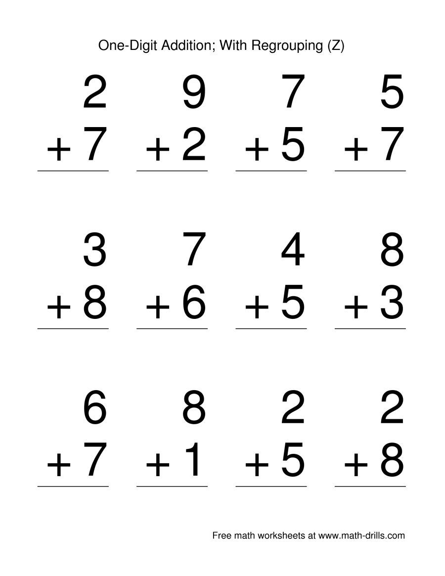one digit math worksheets