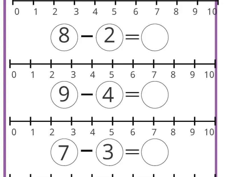 Subtract With Number Lines K12 Math Worksheets